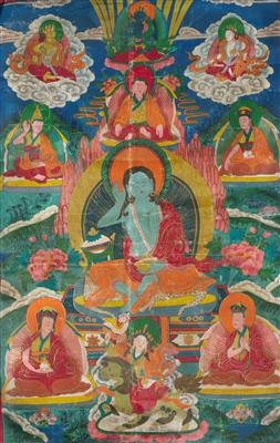 Thangka des Milarepa, Tibet, 20. Jh., - Asiatische Kunst
