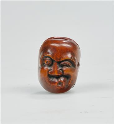 Zwei Masken-Netsuke Okame und Hyottoko, Japan, Meiji Zeit, - Arte Asiatica