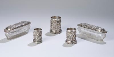 Drei chinesische Export Silber Behälter, 2 Deckeldosen, um 1900, - Asijské umění