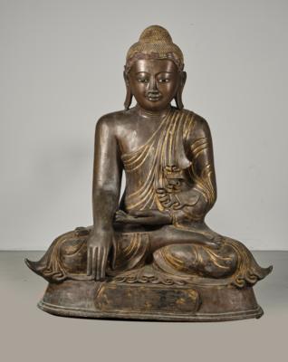 Große Bronzefigur des Buddha Shakyamuni, Burma, 19. Jh., - Asian Art