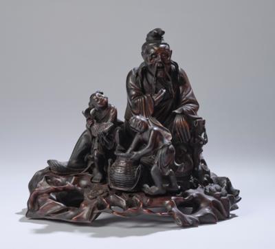 Rastender mit zwei Kindern, China, späte Qing Dynastie/ Republik Periode, - Asian Art
