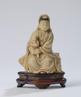 Specksteinfigur des Guanyin, China, 19. Jh., - Asiatische Kunst