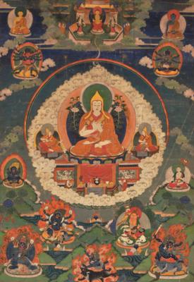 Thangka des Tsongkhapa, Tibet, 18./19. Jh., - Arte Asiatica