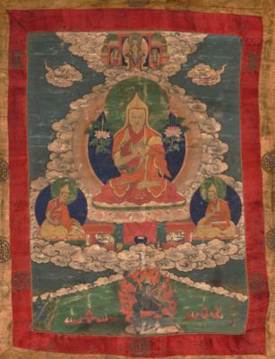 Thangka des Tsongkhapa, Tibet, 19. Jh., - Asiatische Kunst