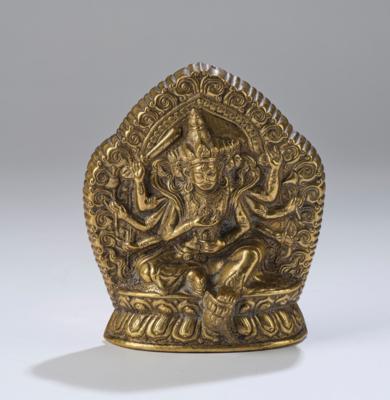 Vergoldetes Bronzerelief eines Bodhisattva, Tibet, 19. Jh., - Asijské umění