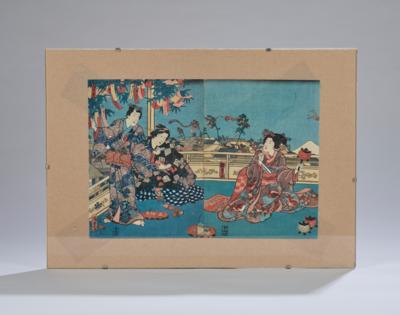 A) Ando Hiroshige (1797-1858) Nachschnitt, Meiji-Periode,Triptychon, - Arte Asiatica