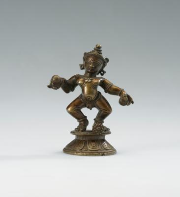 Bronzefigur des tanzenden Balakrishna, Indien, 18./19. Jh., - Arte Asiatica