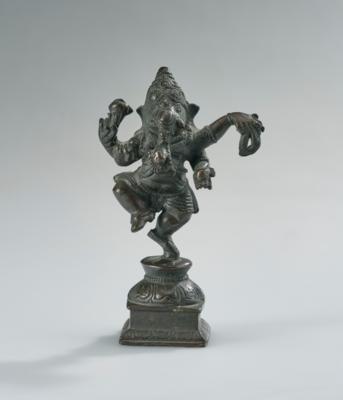 Bronzefigur des tanzenden Ganesha, Indien, 19. Jh., - Asiatische Kunst