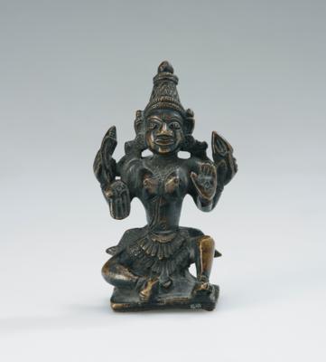 Bronzefigur des Vishnu, Indien, ca. 17. Jh., - Asiatische Kunst