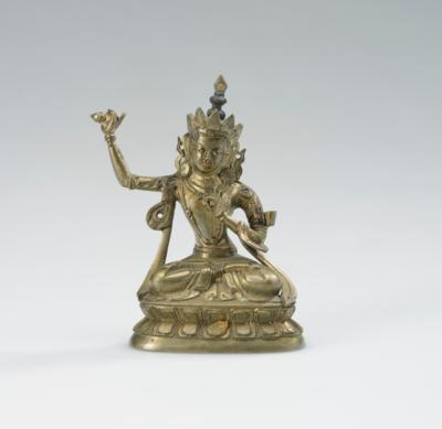 Kleine Bronzefigur eines Bodhisattva, tibeto-chinesisch, 19. Jh., - Asijské umění