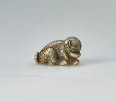 Netsuke eines sitzenden Hündchens, Japan, 19. Jh., - Arte Asiatica