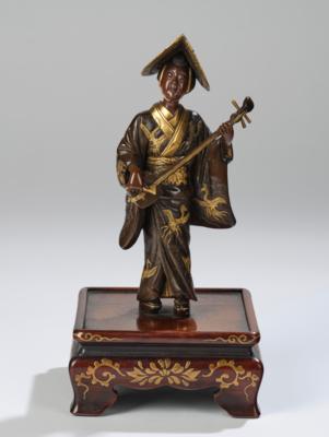 Straßenmusikantin (torioi), signiert Miyao, Japan, Meiji Zeit, - Arte Asiatica