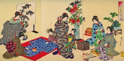 Toyohara Chikanobu (Japan 1838-1912), Triptychon, - Asijské umění