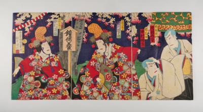 Utagawa Kunisada III (1846 1900), Triptychon, - Arte Asiatica