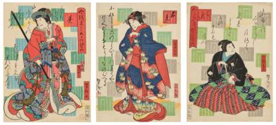 Yoshitaki Ichiyosai (1841-1899),  Triptychon, - Arte Asiatica
