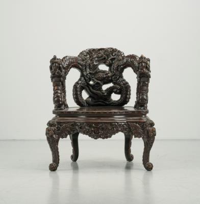 Drachen-Armlehnstuhl, China, späte Qing Dynastie, - Asijské umění