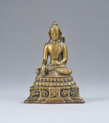 Kleine Brozefigur des Buddha Shakyamuni, Tibet, 19. Jh., - Asiatische Kunst