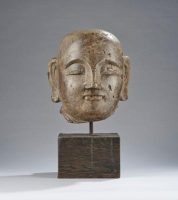 Steinkopf eines Lohan, China, Song/Yuan Dynastie, - Arte Asiatica