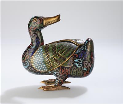 Cloisonné Ente-Räuchergefäß, China, - Asiatische Kunst