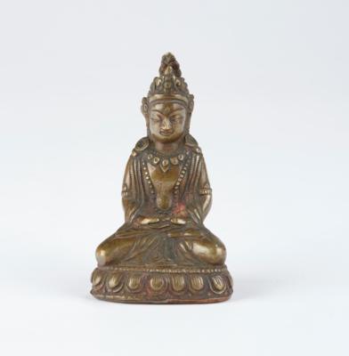 Kleine Bronzefigur des Amithaba, Tibet, 18./19. Jh., - Asiatische Kunst