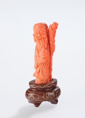 Kleine Korallenfigur des Shou Lao, China, 20. Jh., - Asian Art