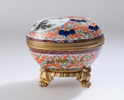 Ovales Deckelgefäß mit Bronzemontierung, Japan, Meiji Periode, - Asijské umění