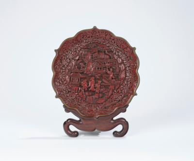 Rotlack-Teller, China, 19. Jh., - Asiatische Kunst