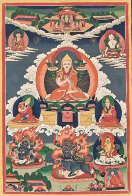 Thangka des Tsongkhapa, Tibet, 20. Jh., - Asiatische Kunst