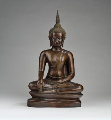 Bronzefigur des Buddha Shakyamuni, Thailand, 18./19. Jh., - Asian Art