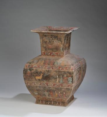 Große Vase, fang-hu, China, Han Dynastie (206 v.Chr. - 220 n.Chr.) , - Arte Asiatica