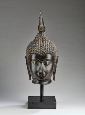Großer Buddha Kopf, Thailand, Ayutthaya Stil, 20. Jh, - Asiatische Kunst