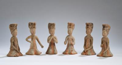 Gruppe von sechs Musikantinnen, China, Tang Dynastie (617/18-907), - Asian Art