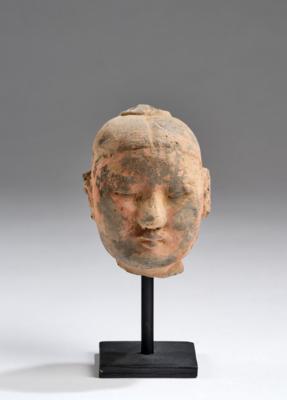 Kopf eines Mannes, China, Han Dynastie (206 v. Chr.-220 n. Chr.), - Arte Asiatica