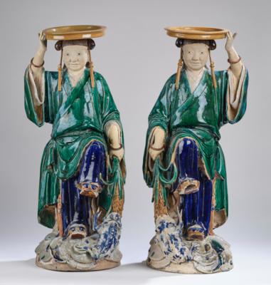 Paar Shiwan Figuren der Hehe Erxian Zwillinge, China, 19./20. Jh., - Asian Art