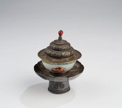 Silber Teeschalen-Stand und Deckel, Tibet, 19. Jh., - Asian Art