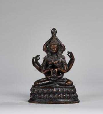 Bronzefigur des Avalokiteshvara, Tibet, 19./20. Jh., - Asijské umění