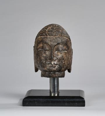 Buddha-Kopf, China, Nördliche Qi Dynastie, - Asijské umění
