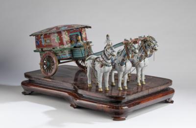 Cloisonné Quadriga, China, späte Qing Dynastie/Republik Periode, - Arte Asiatica