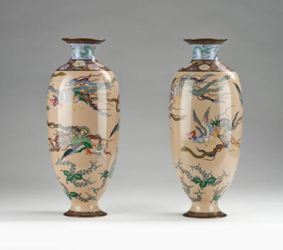 Paar Cloisonné Vasen, Japan, Meiji Periode, - Arte Asiatica