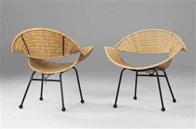 Coppia di rare sedie a braccioli, - Design