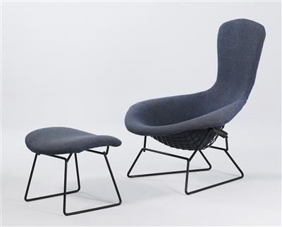 A High Back Diamond “Bird Chair”, Model No. 423 and stool, Model No. 424, - Design
