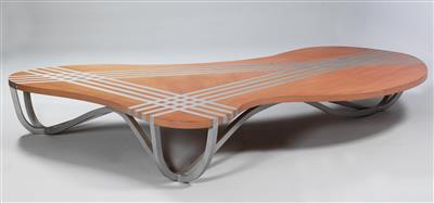 A large “Swan Neck XXL” couch table (Model English Red), Michael Hofstetter * - Design