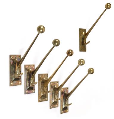 A set of six wall hooks, designed by Adolf Loos, - Design