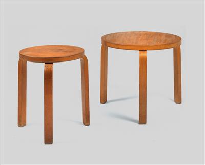 A side table and a stool, Model No. 60, designed by Alvar Aalto, - Design