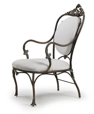 An iron armchair, designed by the architect Friedrich Strache, - Design