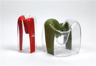 A pair of “a fasce” glass objects, designed by Carlo Nason, - Design