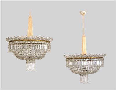 A pair of basket chandeliers, J. & L. Lobmeyr or Zahn & Söhne, - Design