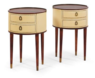 A pair of bedside cabinets, designed and manufactured by Halvdan Pettersson, - Design