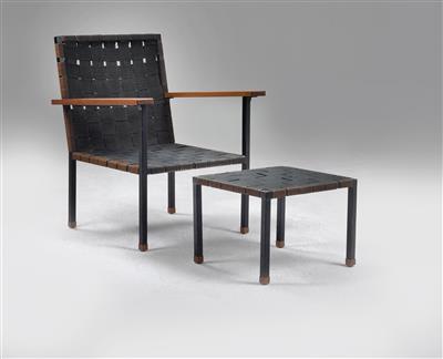 Armsessel mit Ottoman, Entwurf Prof. Carl Auböck, - Design