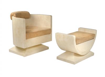 An armchair and ottoman, designed by Piero Pinto - Design